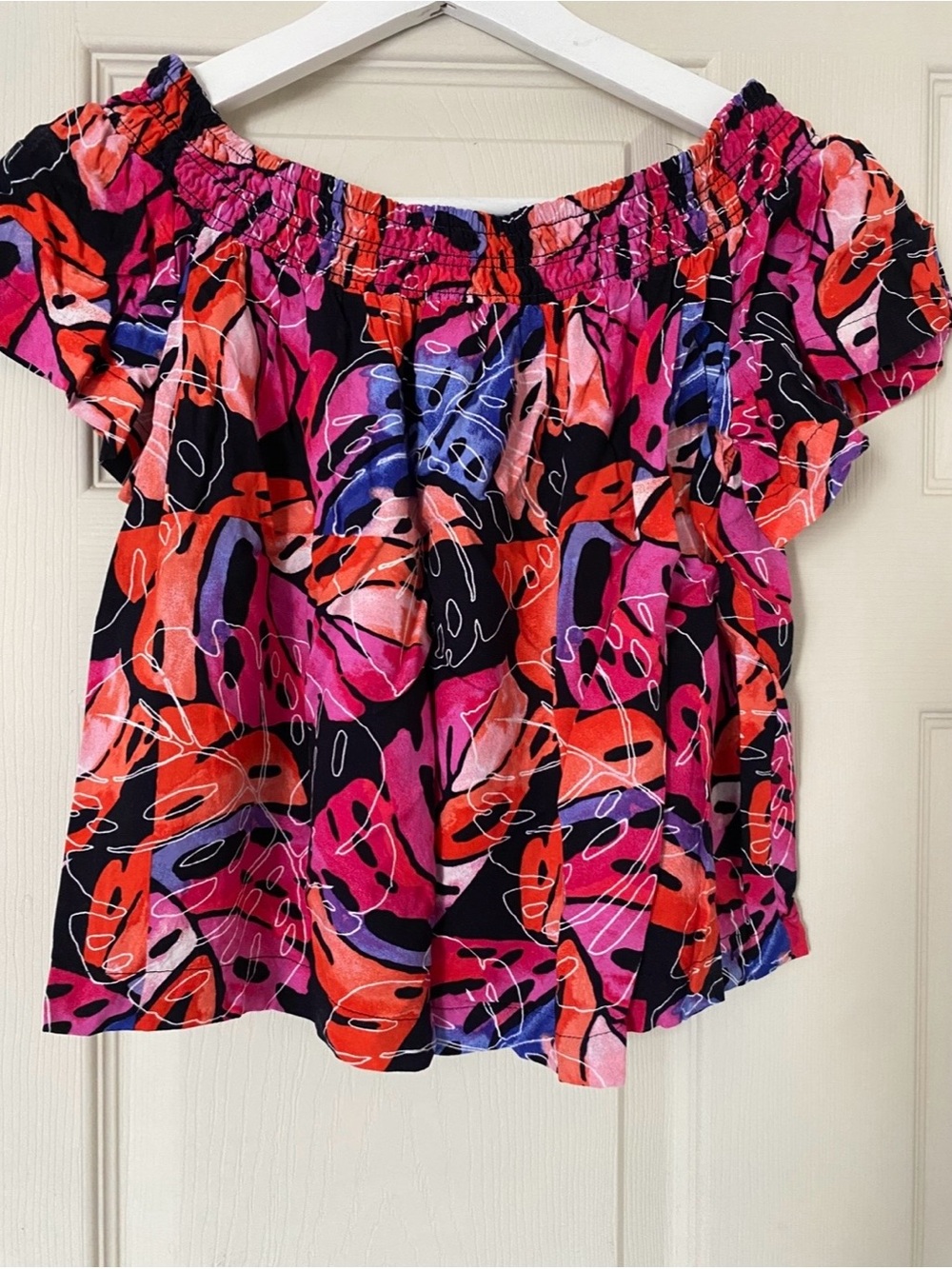 Tommy Hilfiger Pink and Orange Off Shoulder viscose women’s Blouse NWOT